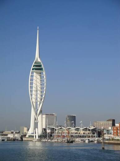 The Spinnaker Tower rising over Portsmouth harbour